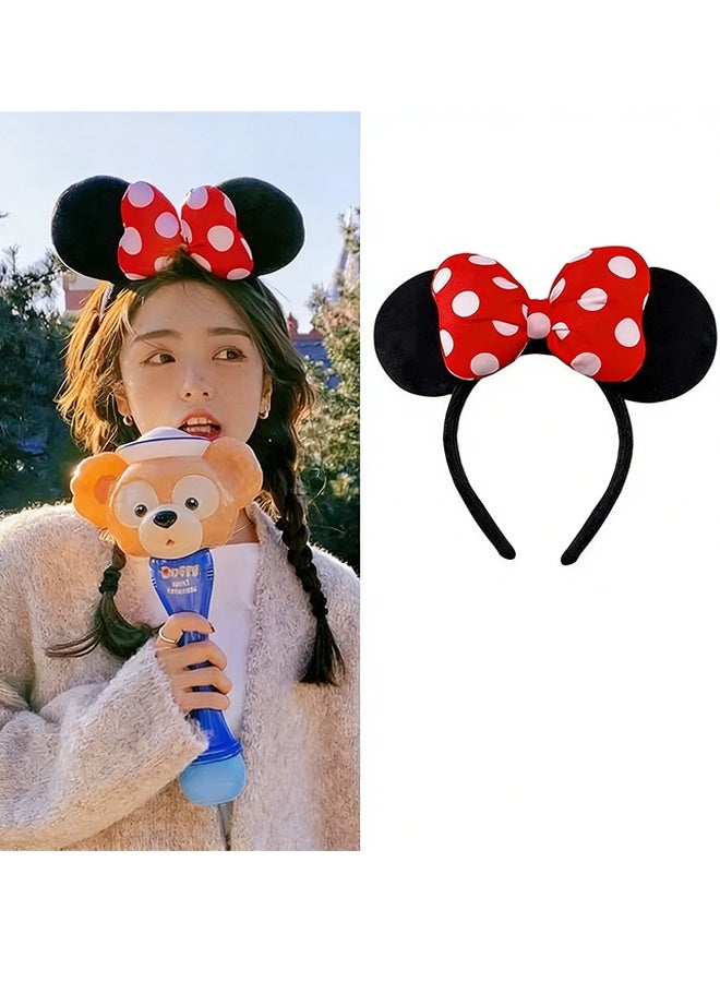Disney 2PCS Mickey Ear Sparkling Headbands Black/Red Black/Pink 14 inches - Image 2